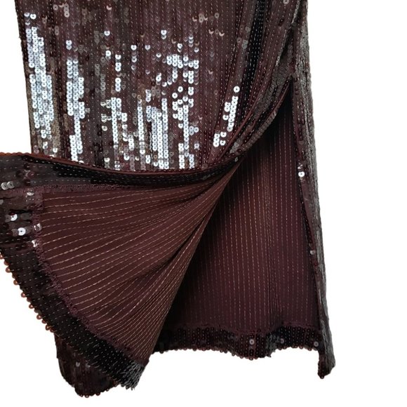 𝅺NWT Zara brown sequin sleeveless straight cut party evening midi dress - Picture 9 of 10